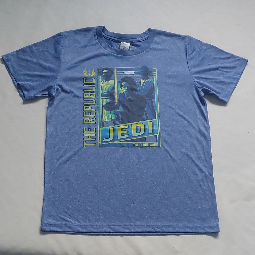Star wars blue Jedi Republic youth boys T-Shirt size L